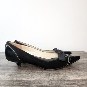 Coach Black Tully Kid Made in Italy Kitten Heels Size 6 Office Work Business
